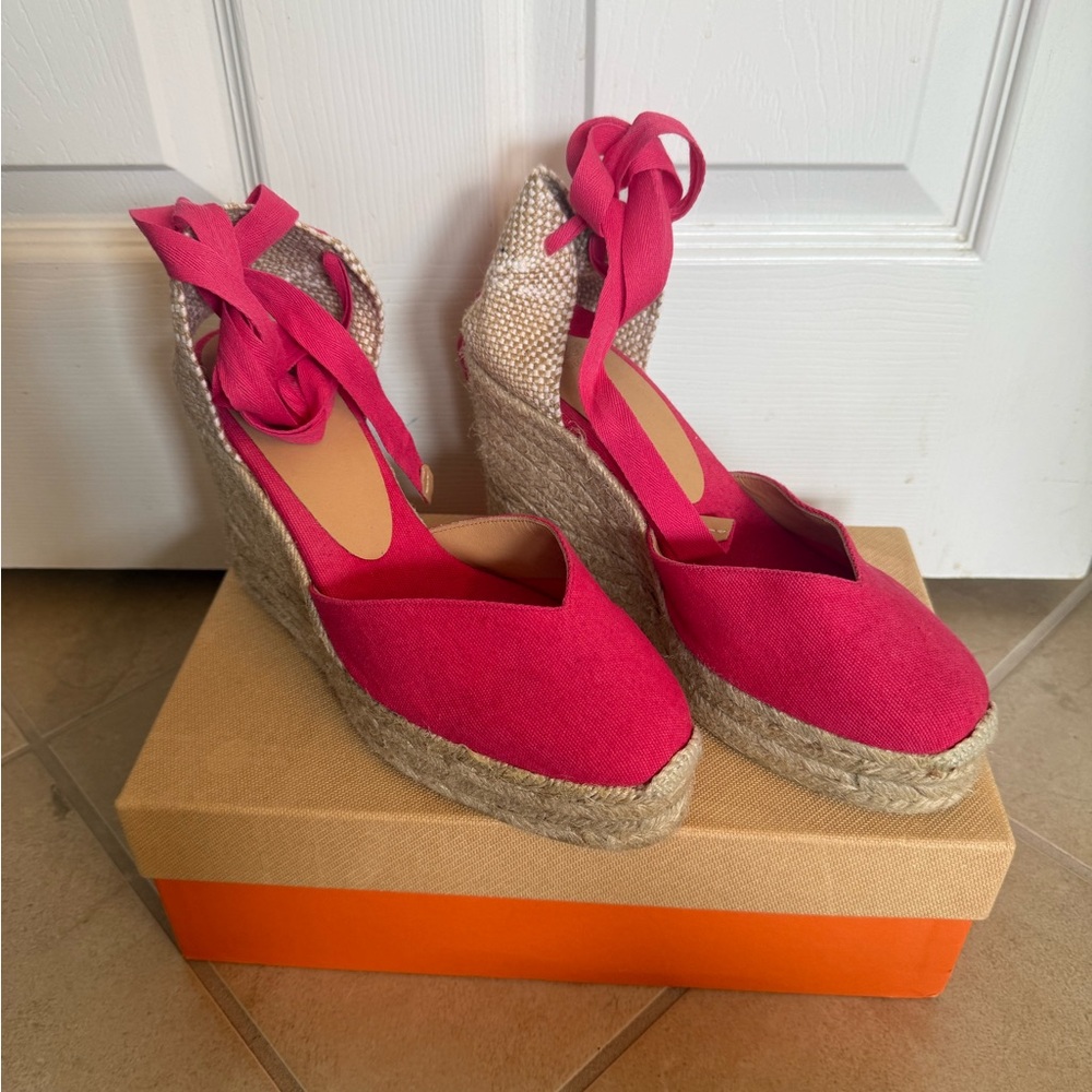 Castañer Chiara Pink Espadrille Wedge Sandals - Picture 2 of 7